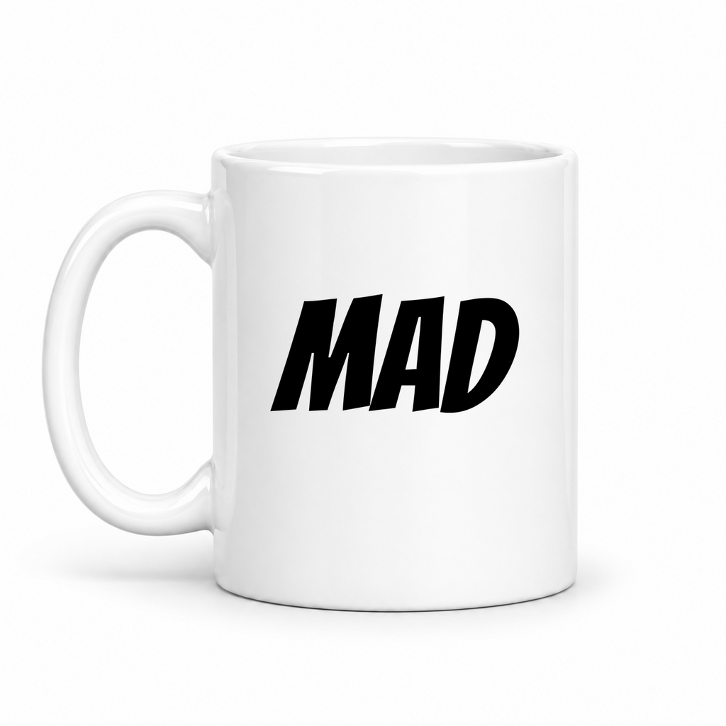 Mad Mug in white with handle left