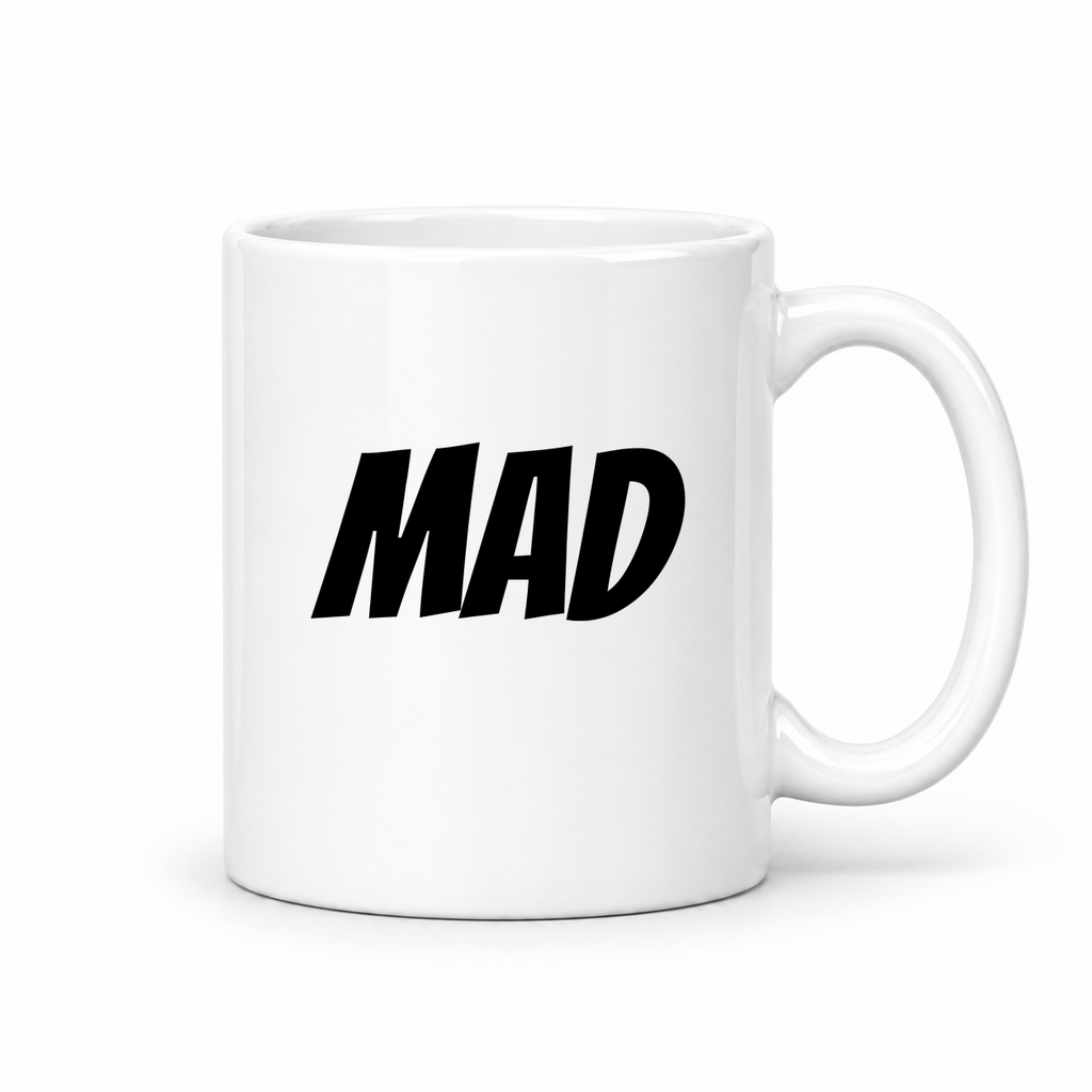 Mad Mug in white with handle right