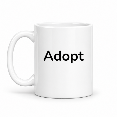 Adopt Mug in white with handle left