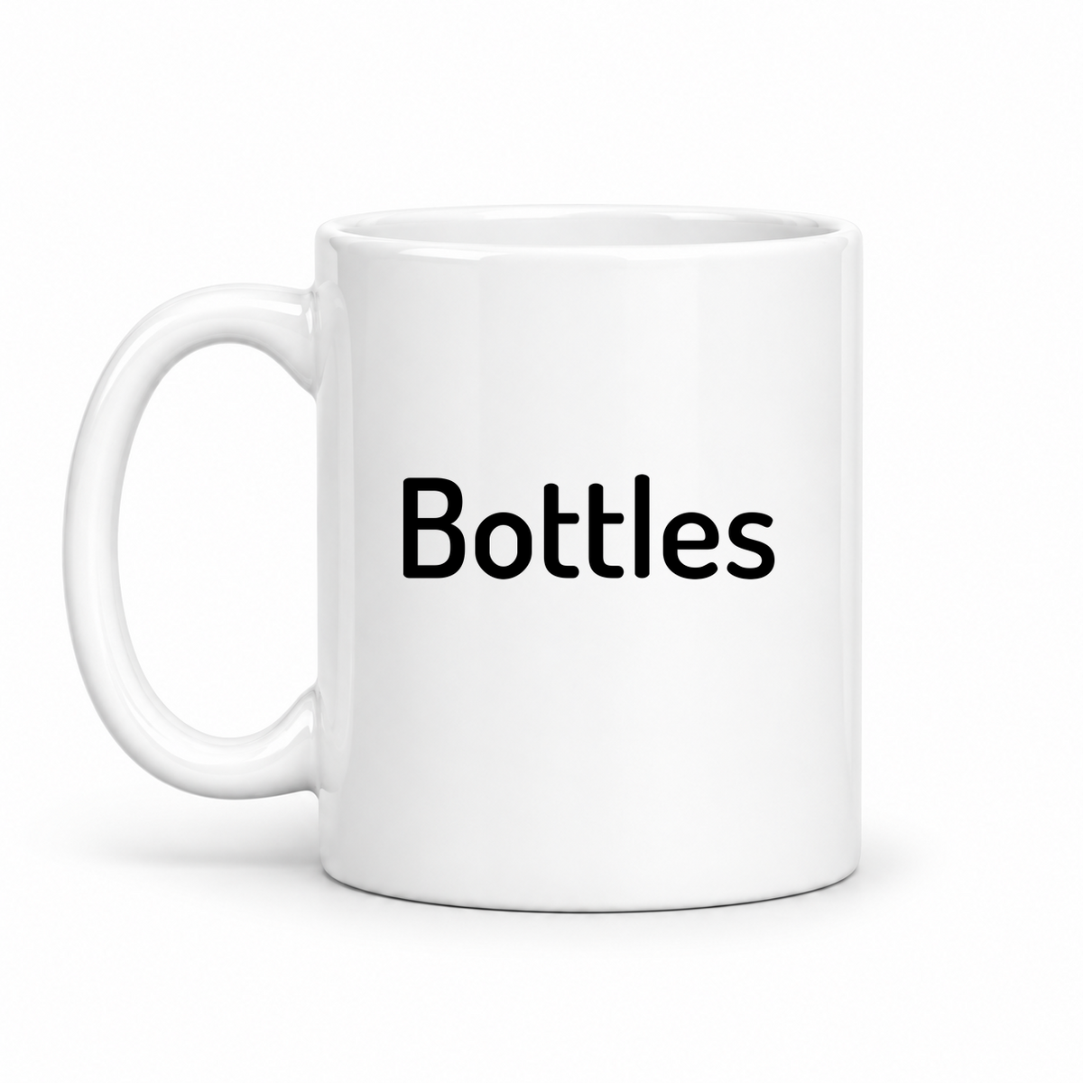 Bottles Mug in white with handle left