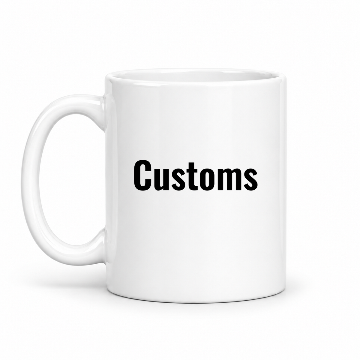 Customs Mug in white with handle left