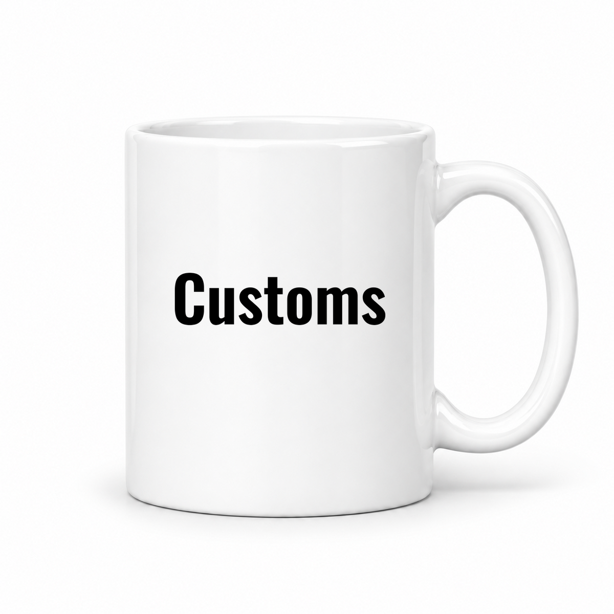 Customs Mug in white with handle right