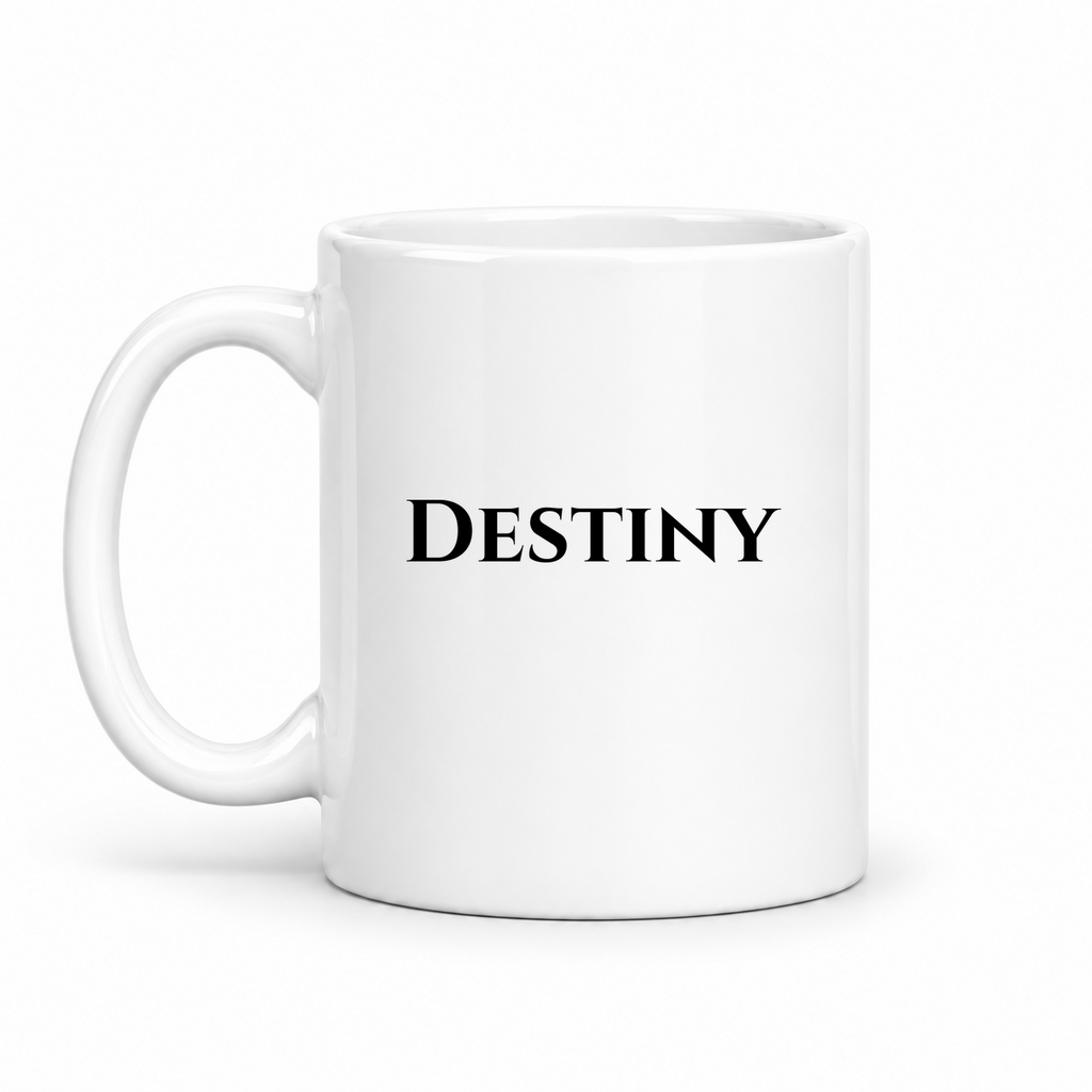 Destiny Mug in white with handle left