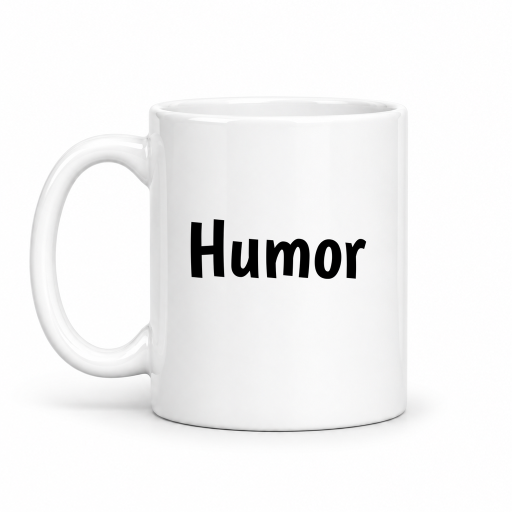 Humor Mug in white with handle left