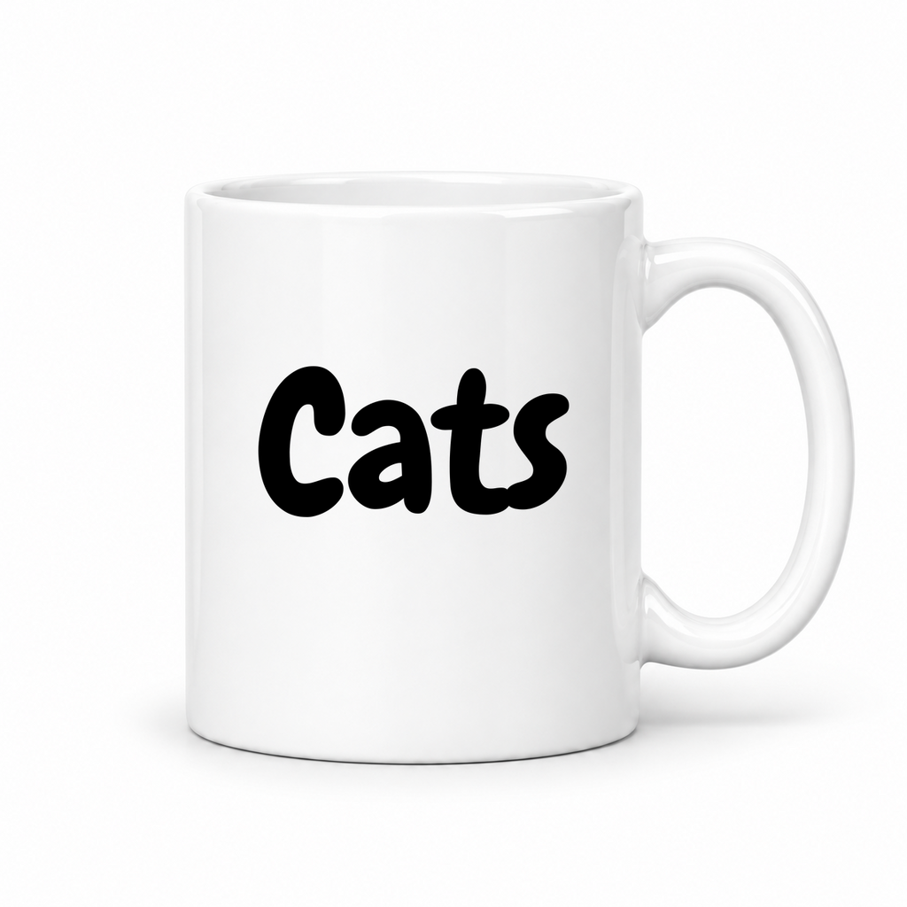 Cats Mug in white with handle right
