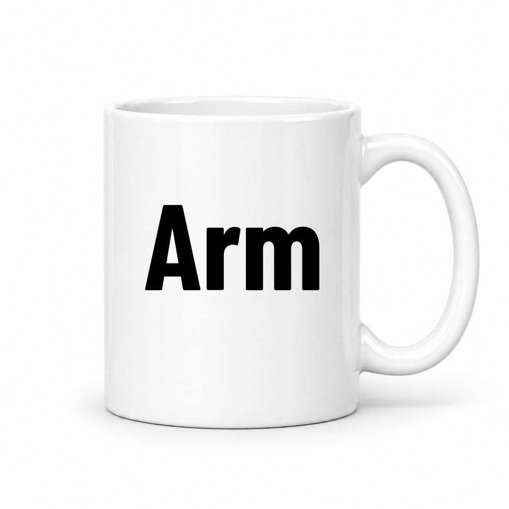 Arm Mug in white with handle right