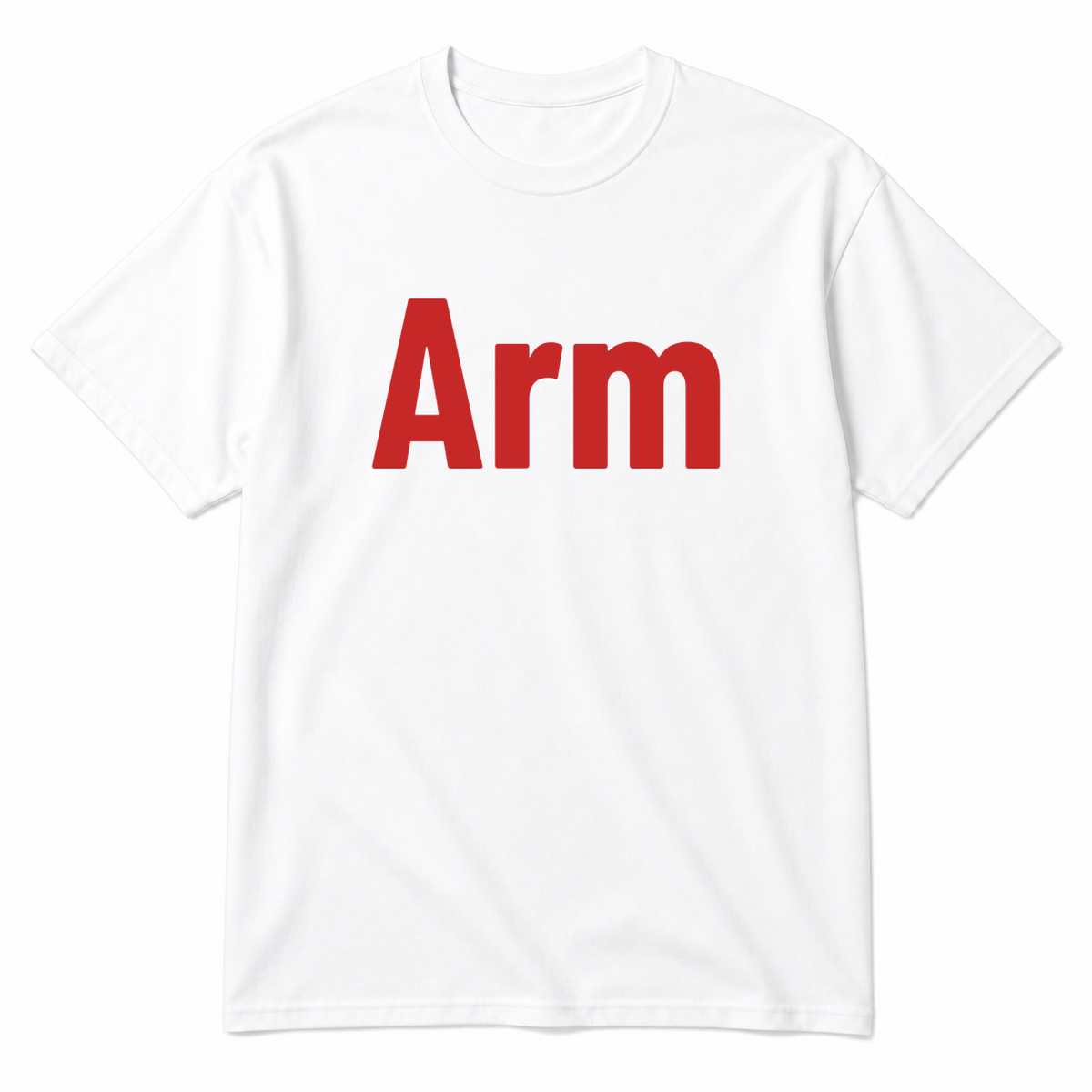 Arm T-Shirt in white with red text