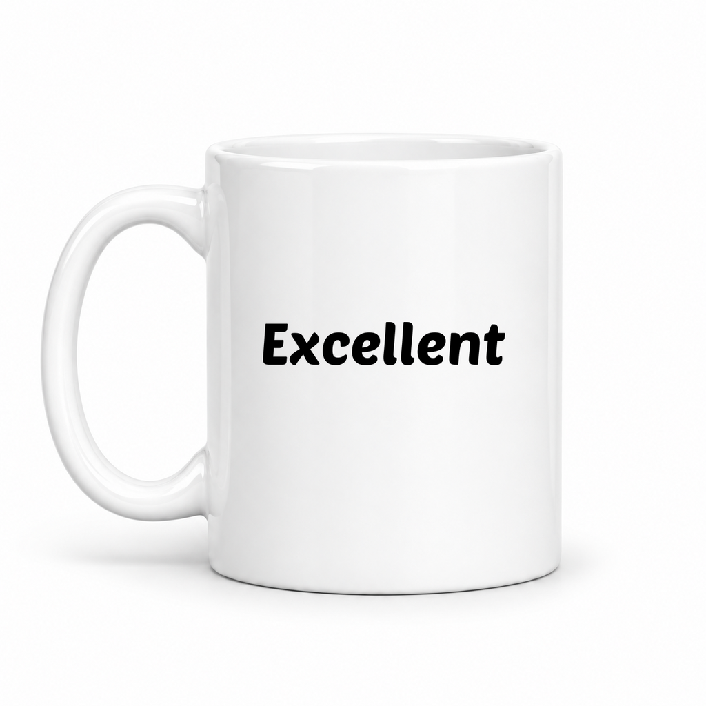 Excellent Mug in white with handle left