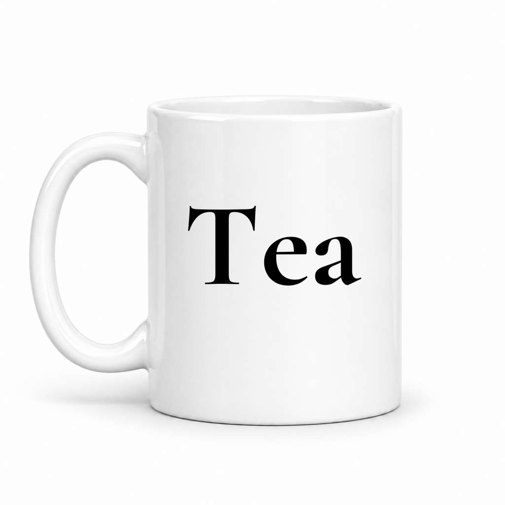 Tea Mug in white with handle left