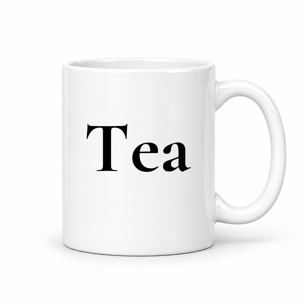 Tea Mug in white with handle right