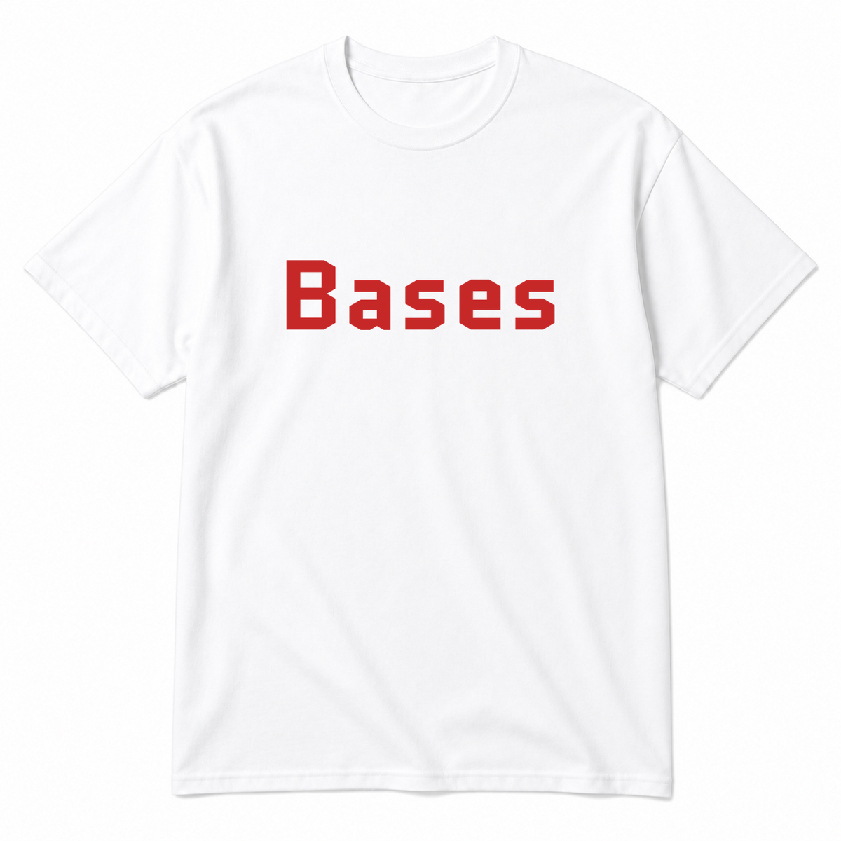 Bases T-Shirt in white with red text