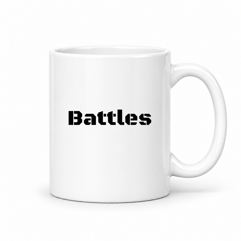 Battles Mug in white with handle right