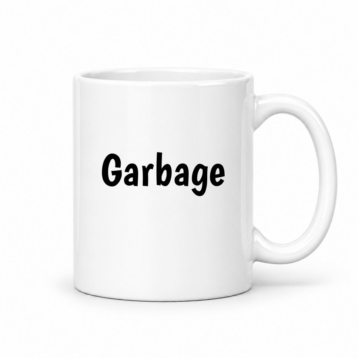 Garbage Mug in white with handle right