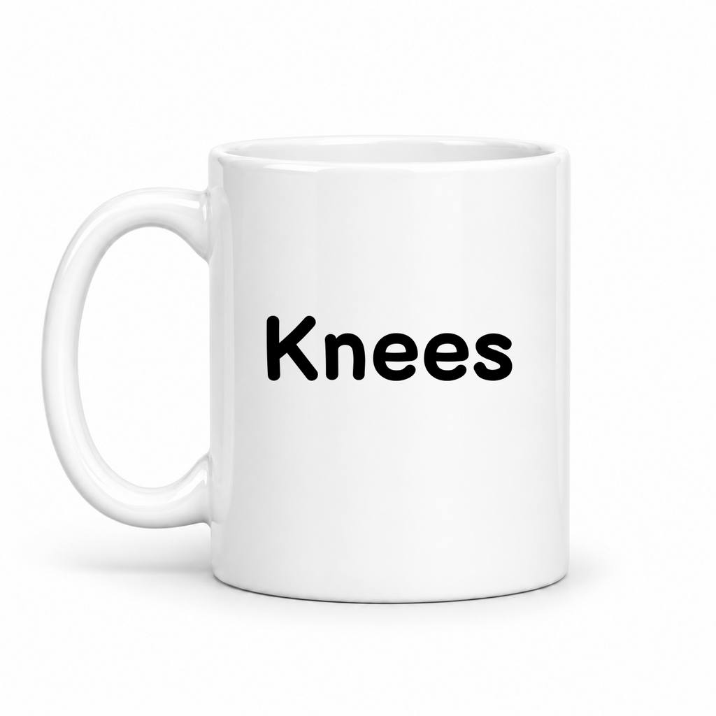 Knees Mug in white with handle left