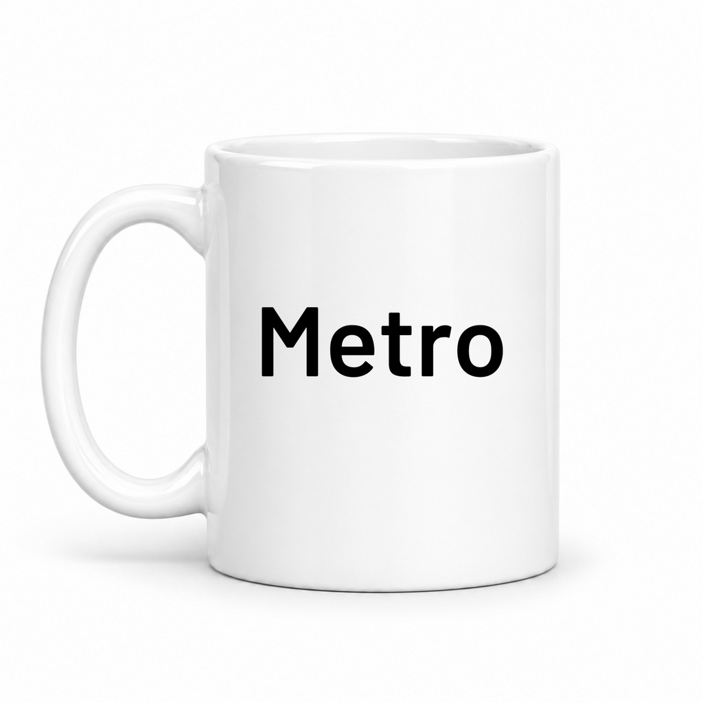 Metro Mug in white with handle left