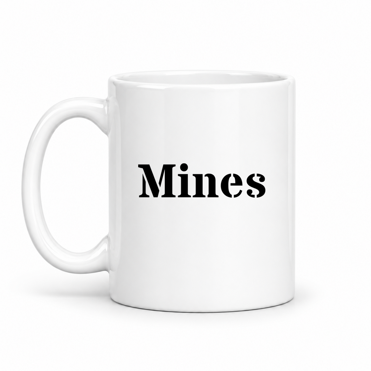 Mines Mug in white with handle left