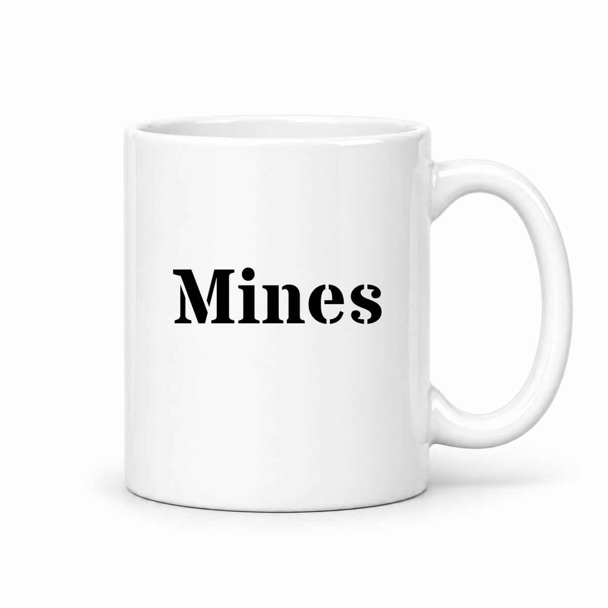 Mines Mug in white with handle right