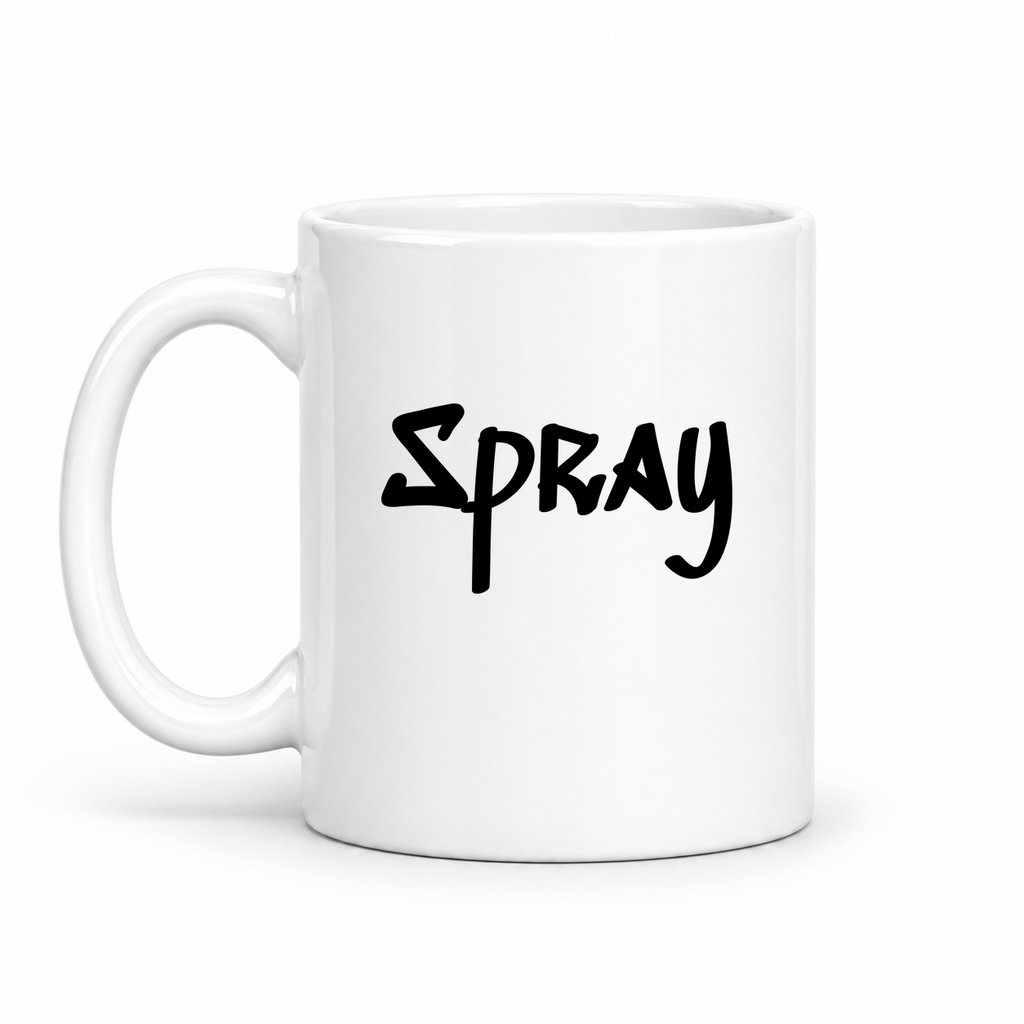 Spray Mug in white with handle left