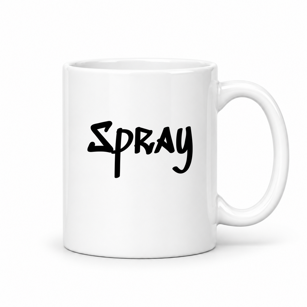 Spray Mug in white with handle right