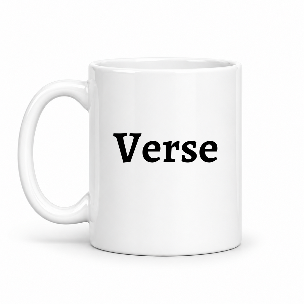 Verse Mug in white with handle left