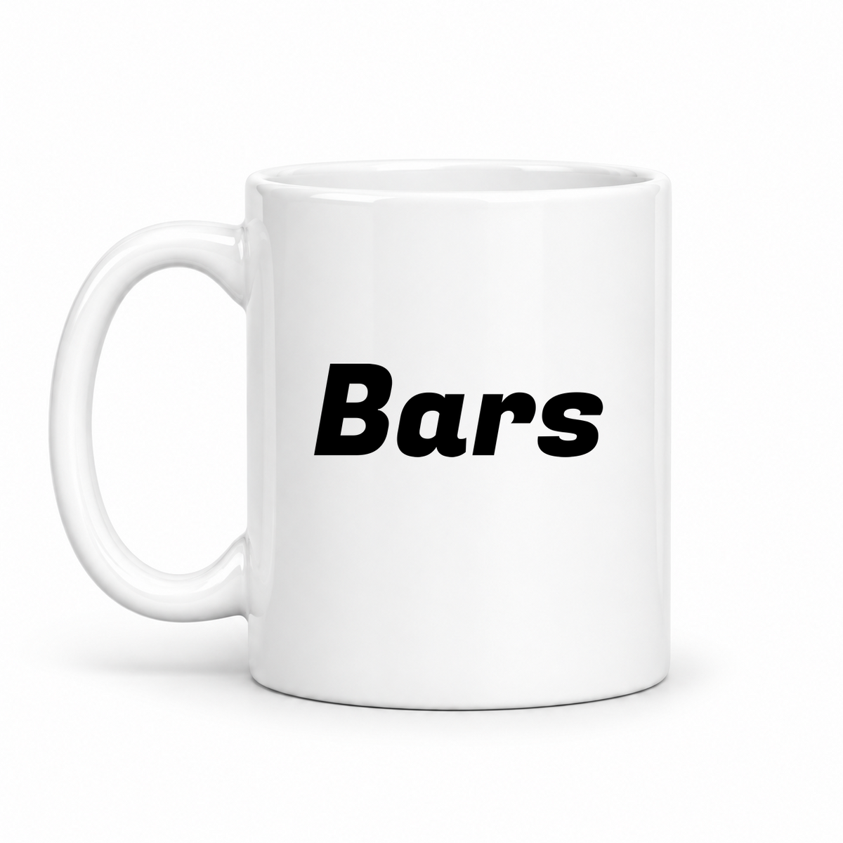 Bars Mug in white with handle left