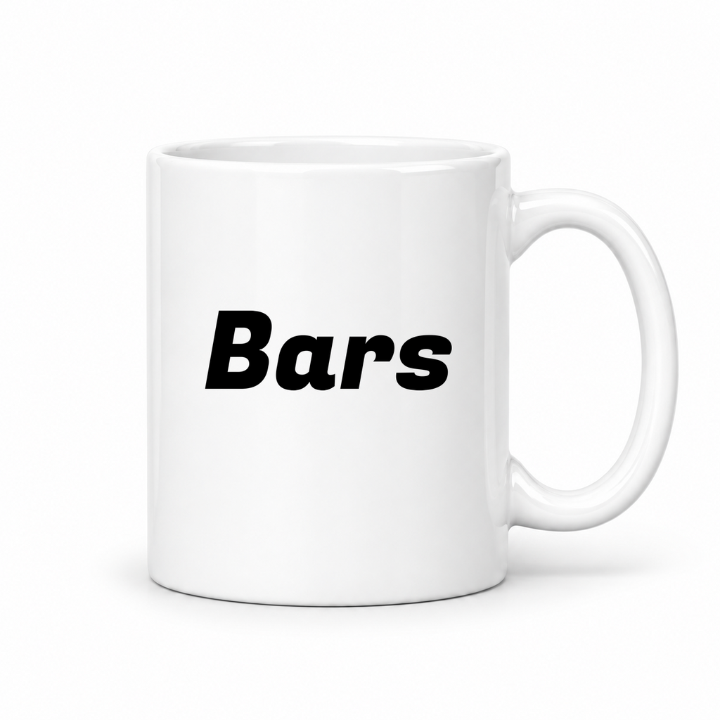 Bars Mug in white with handle right