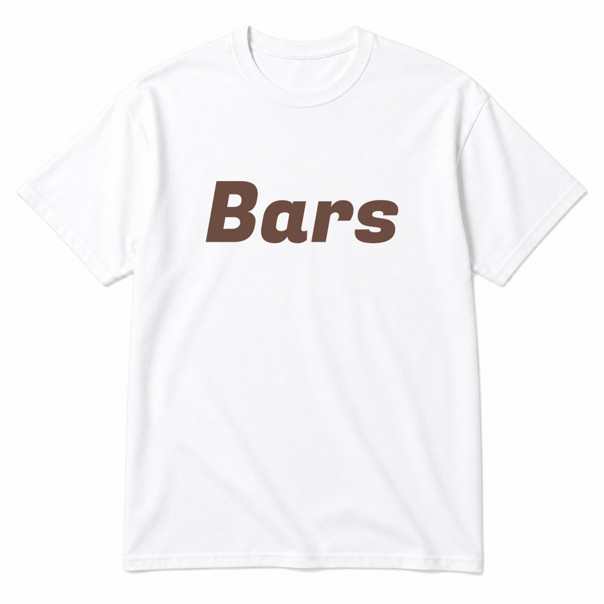 Bars T-Shirt in white with brown text