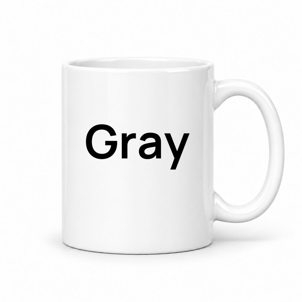 Gray Mug in white with handle right