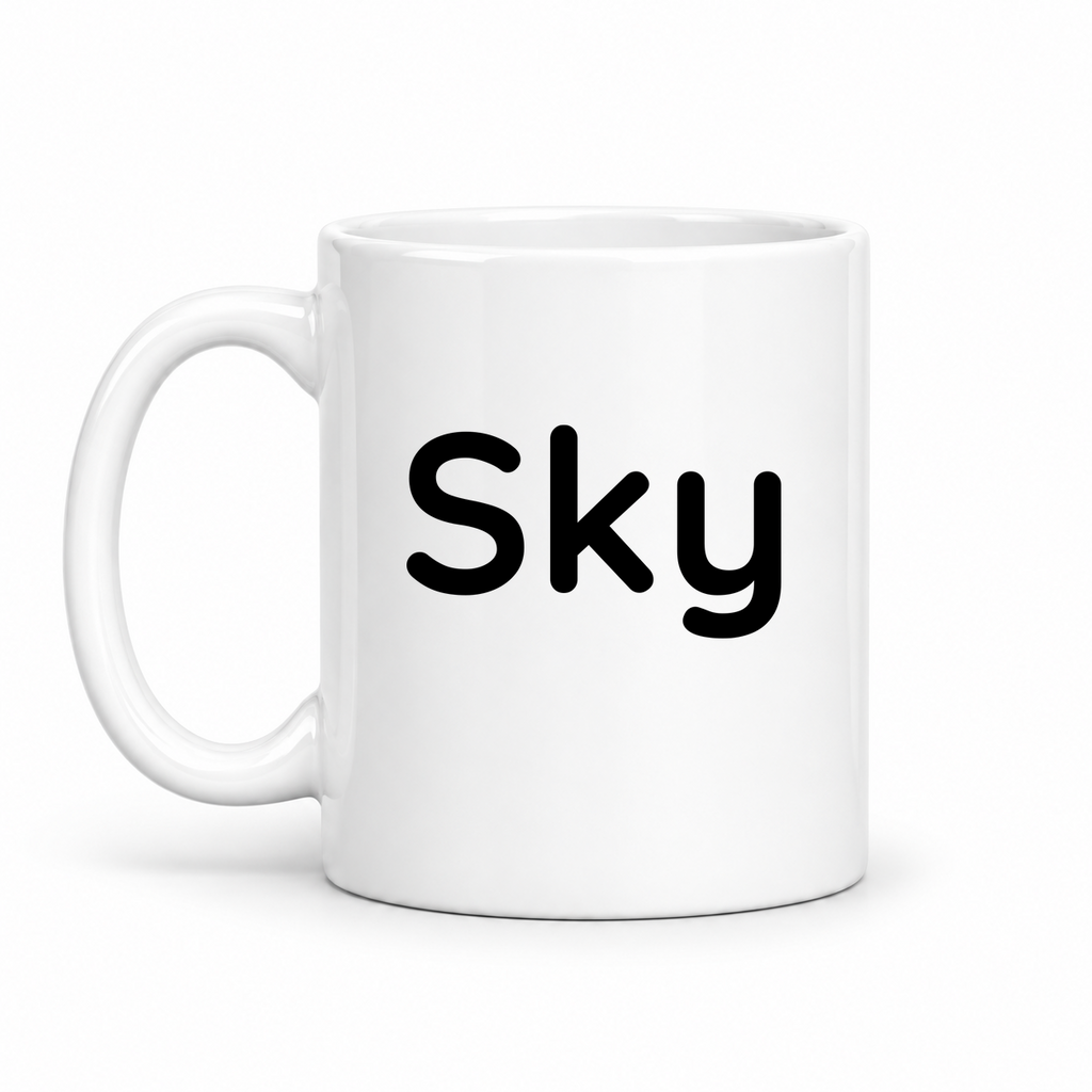 Sky Mug in white with handle left