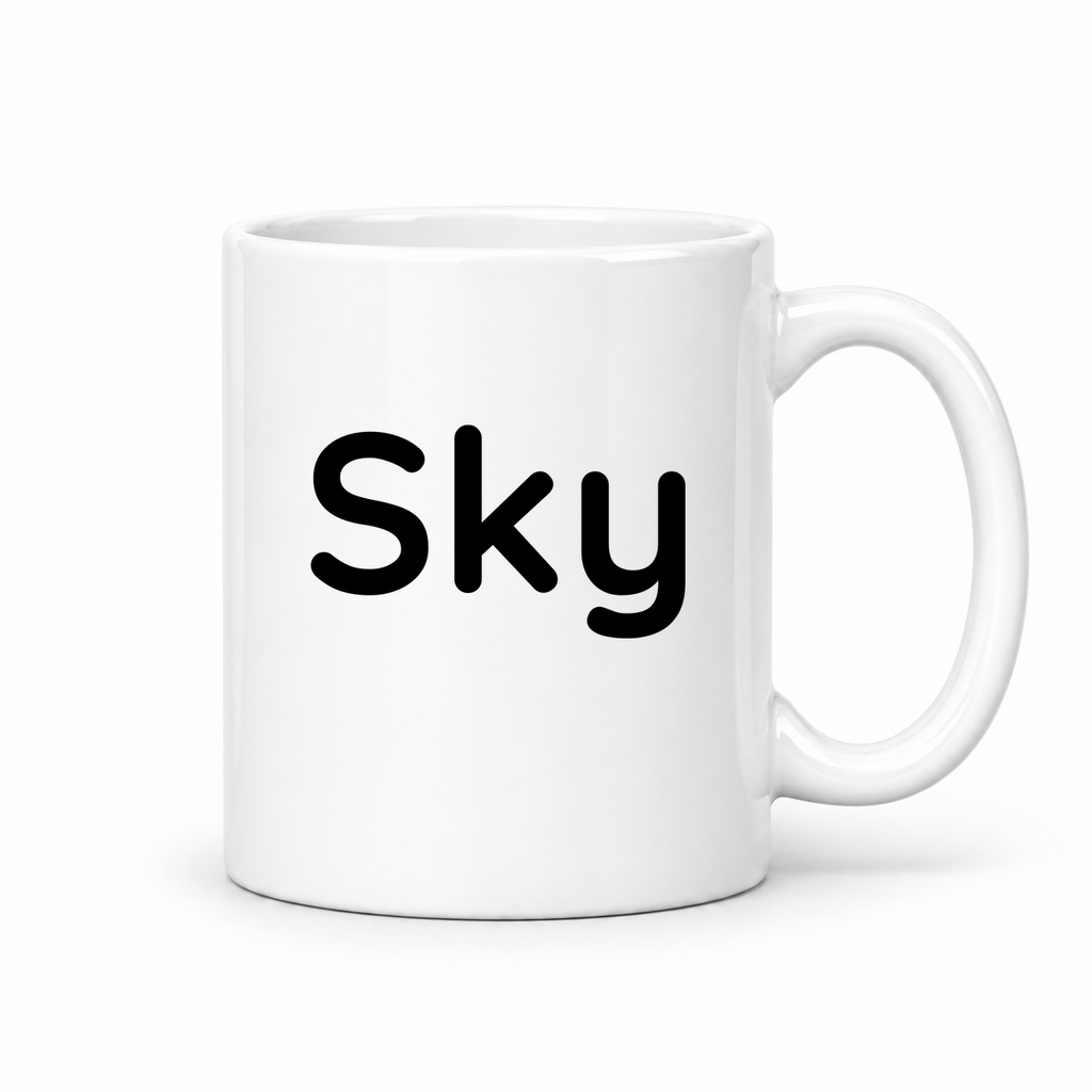 Sky Mug in white with handle right