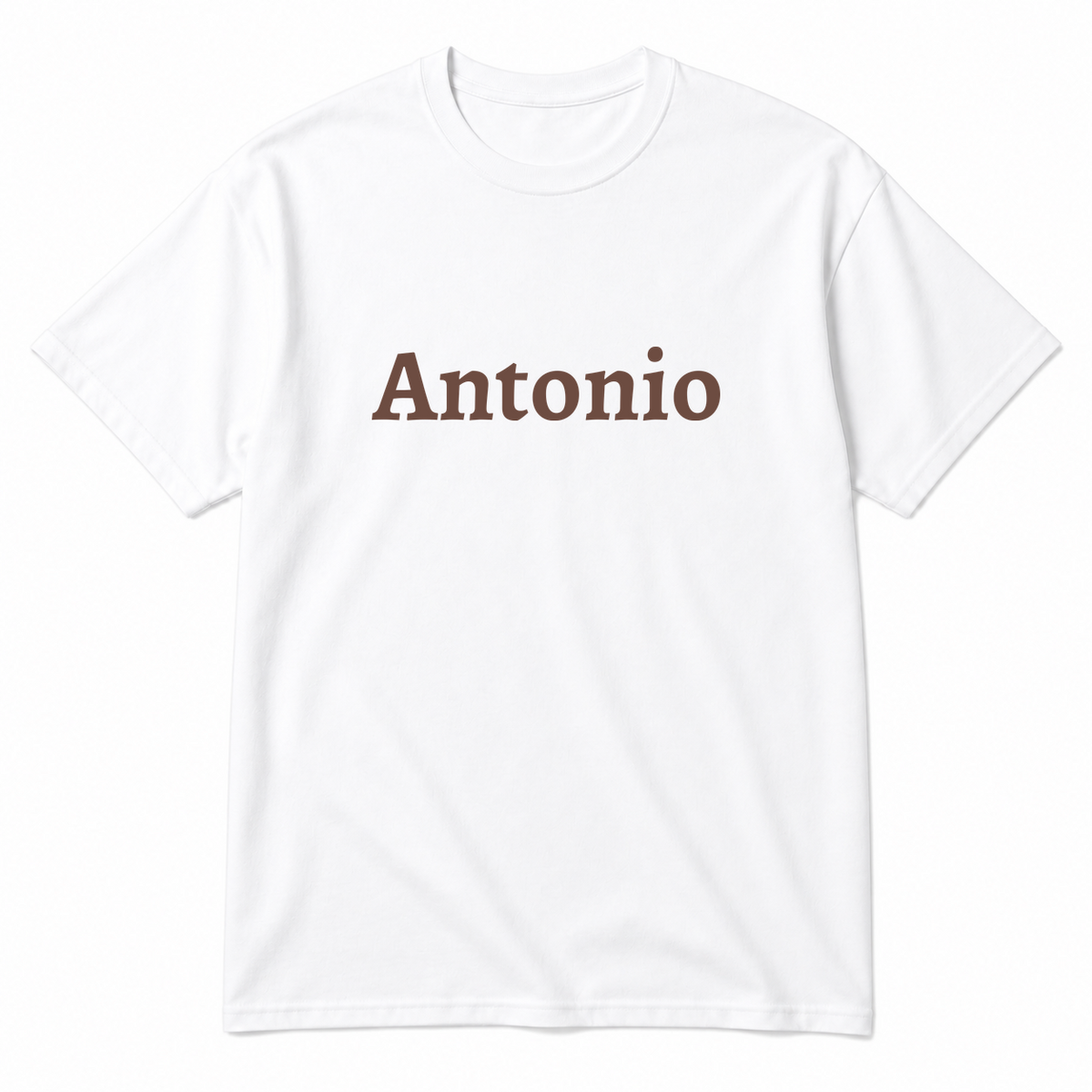 Antonio T-Shirt in white with brown text