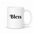 Bless Mug in white with handle right