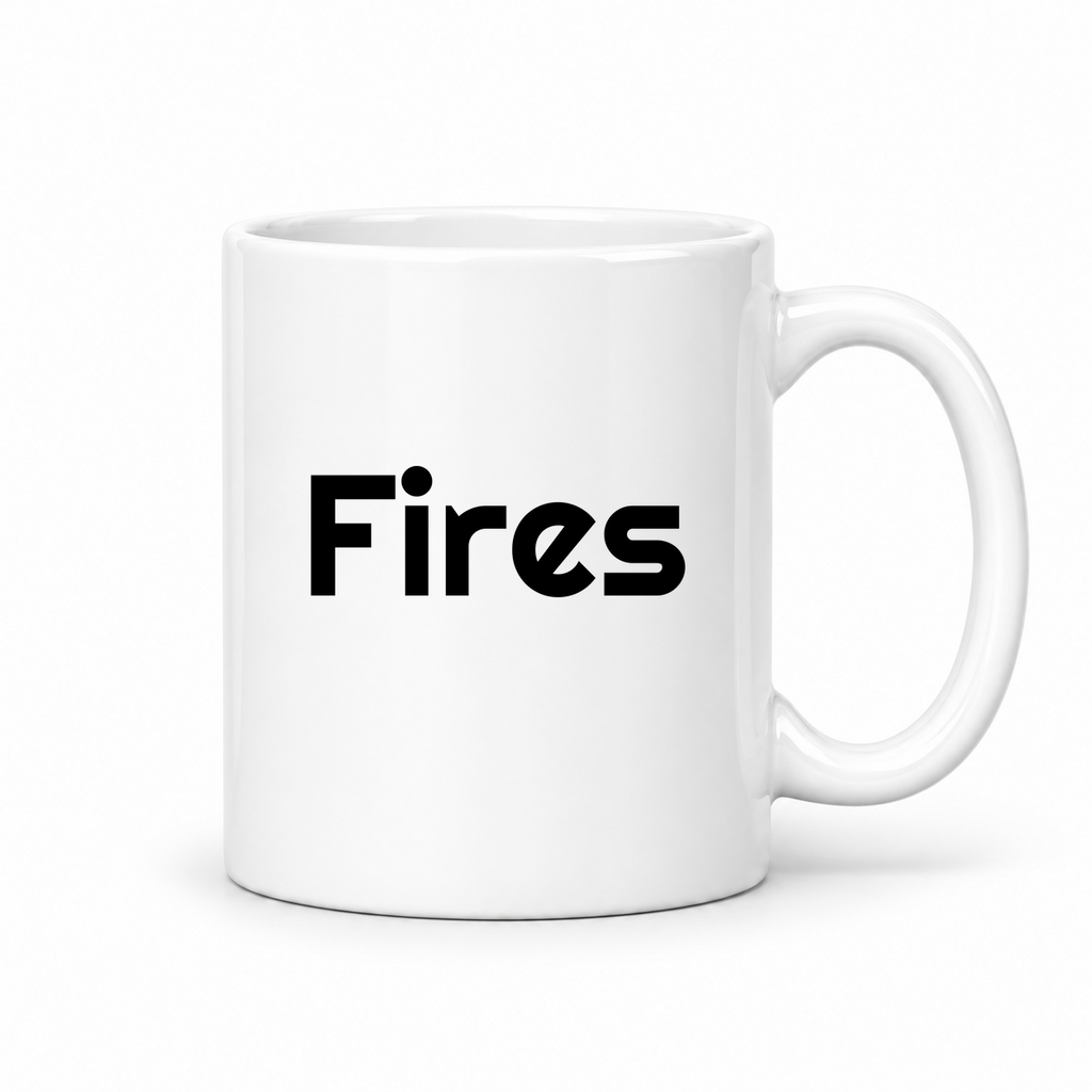 Fires Mug in white with handle right