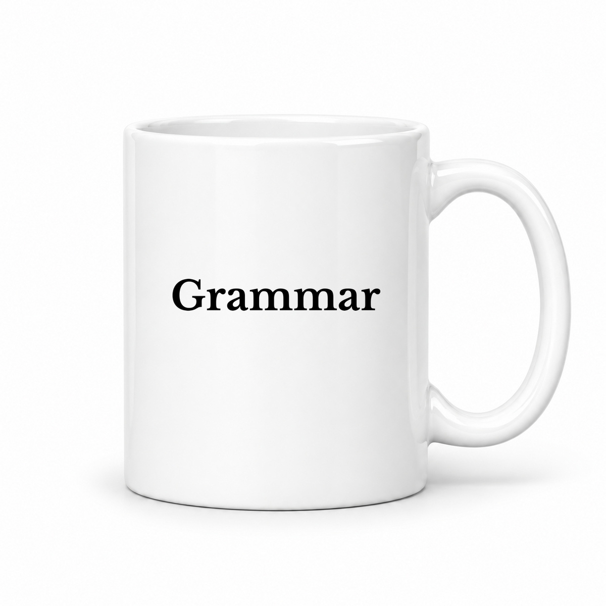Grammar Mug in white with handle right