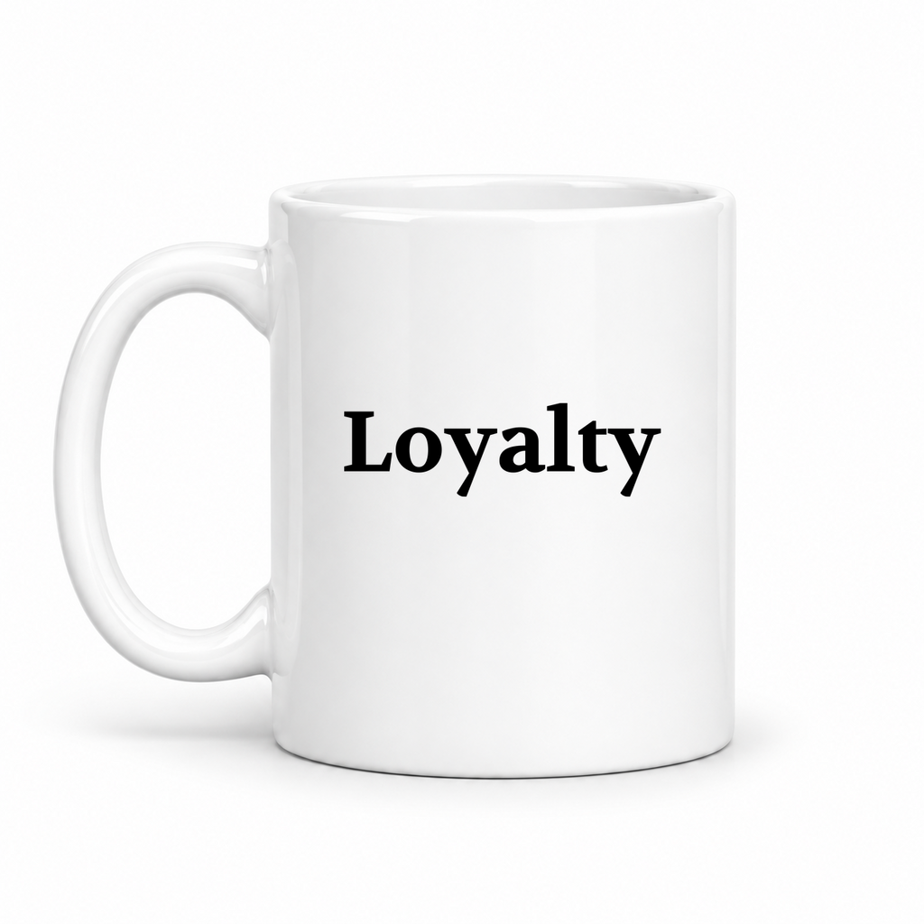 Loyalty Mug in white with handle left