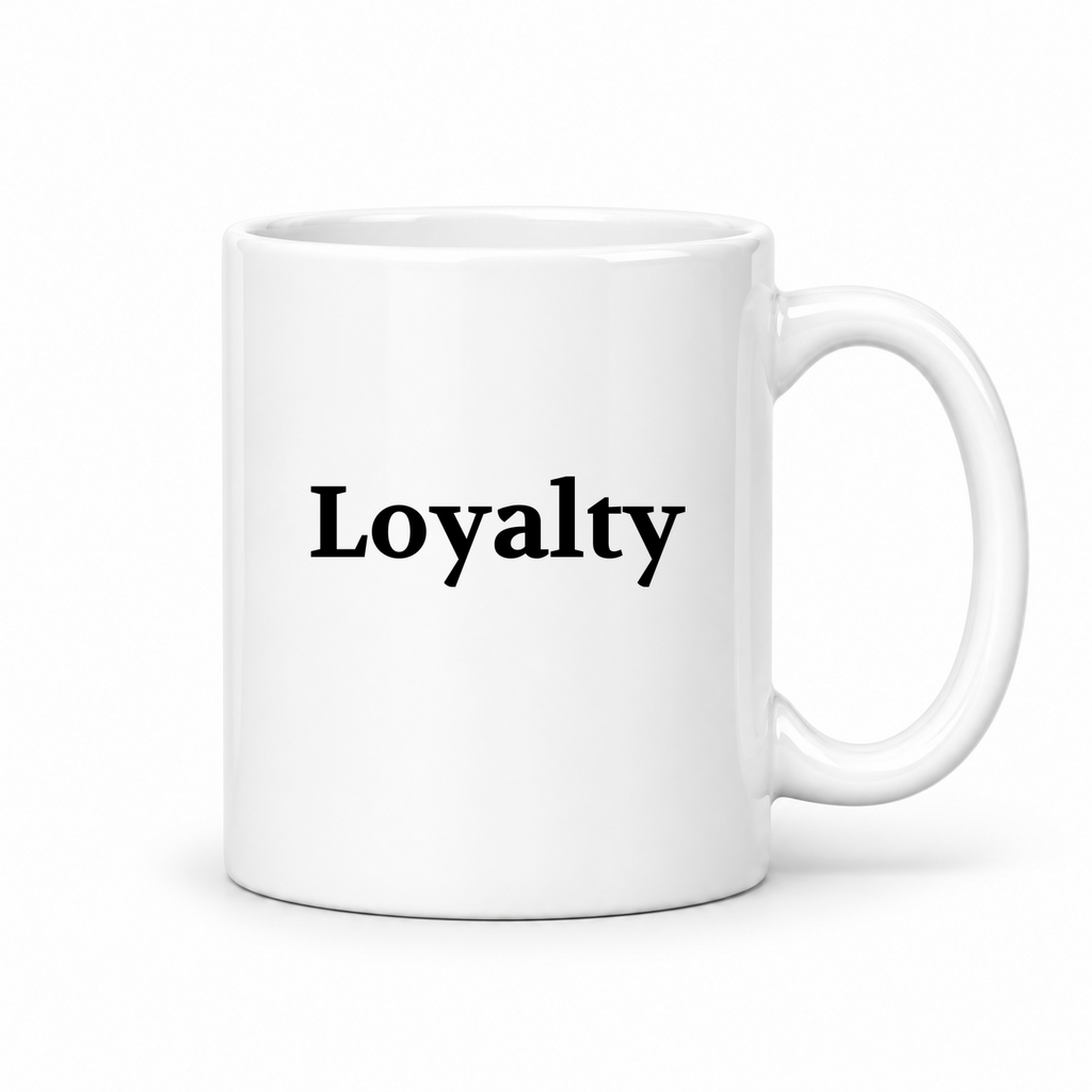 Loyalty Mug in white with handle right