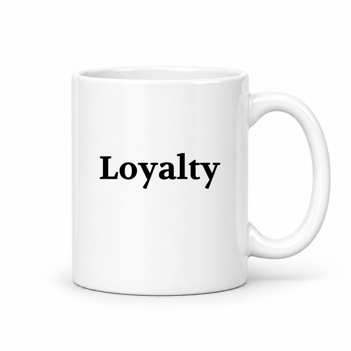 Loyalty Mug in white with handle right