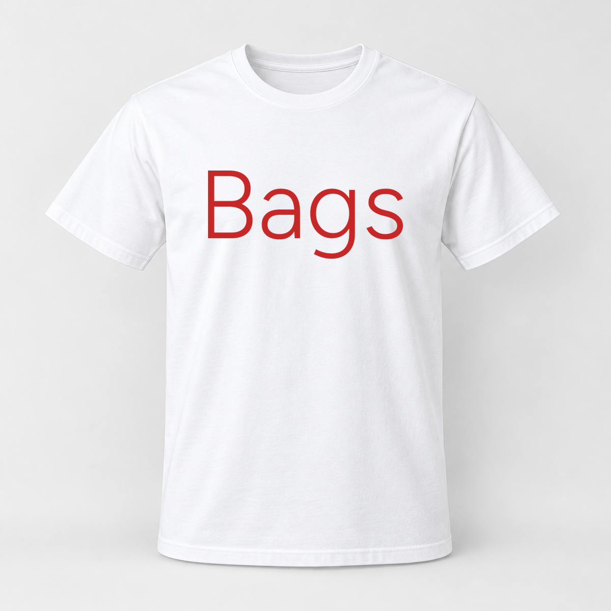 Bags T-Shirt in white with red text