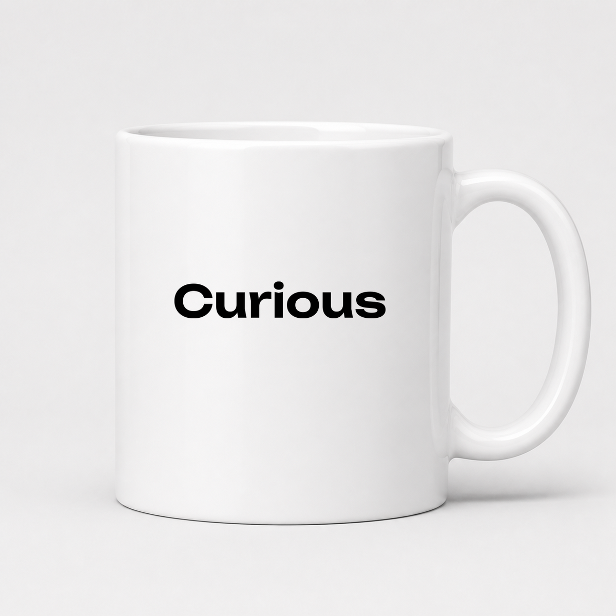 Curious Mug in white