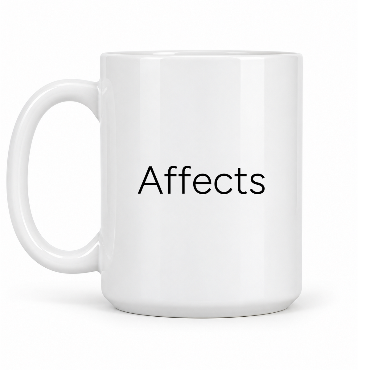 Affects Mug in white with handle left
