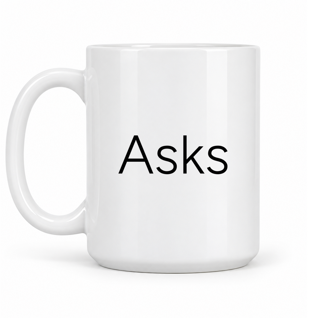 Asks Mug in white with handle left