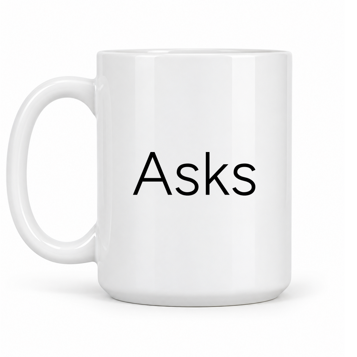 Asks Mug in white with handle left