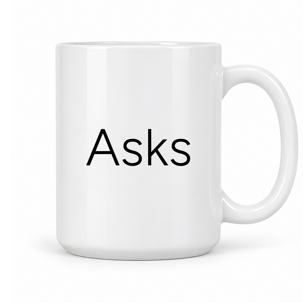 Asks Mug in white with handle right