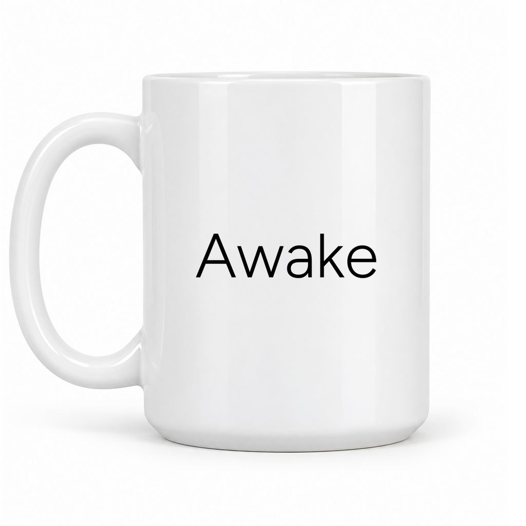 Awake Mug in white with handle left