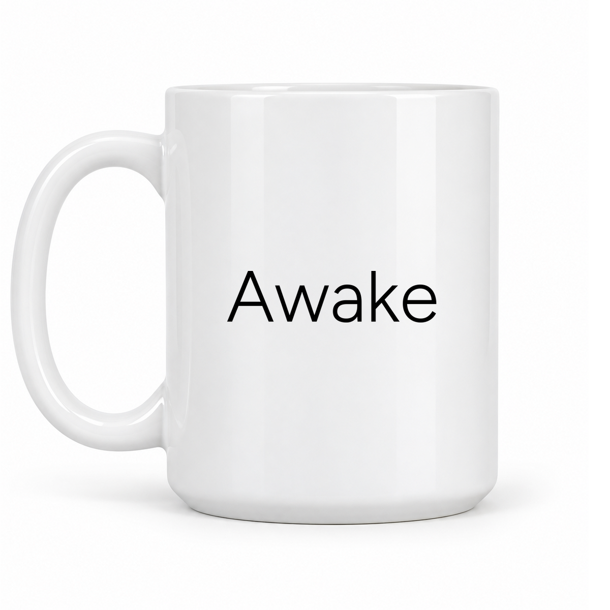 Awake Mug in white with handle left