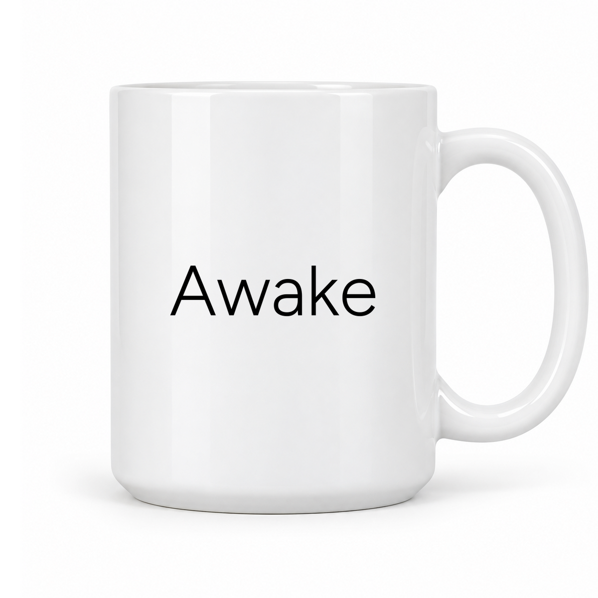 Awake Mug in white with handle right