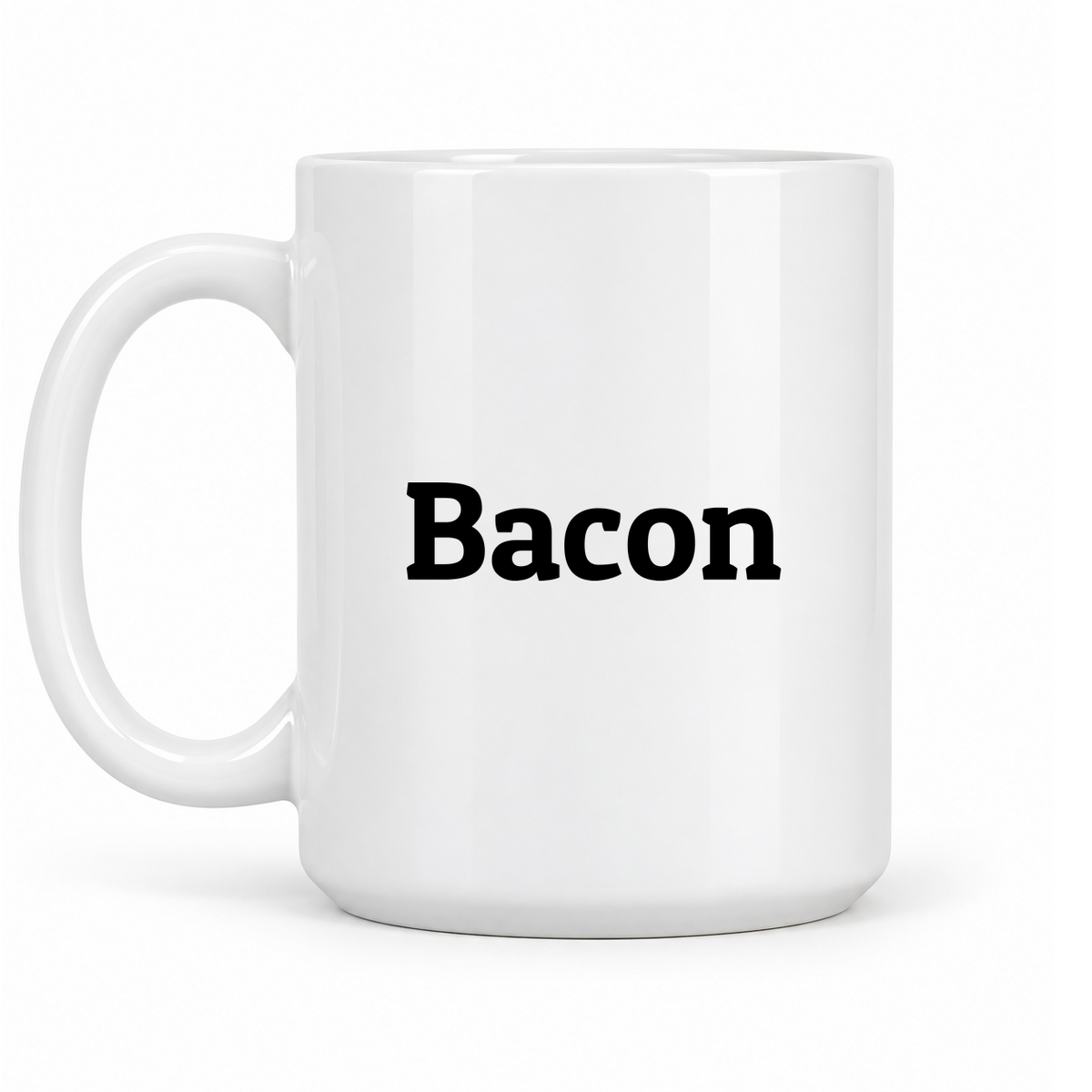 Bacon Mug in white with handle left