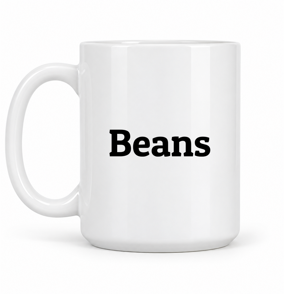 Beans Mug in white with handle left