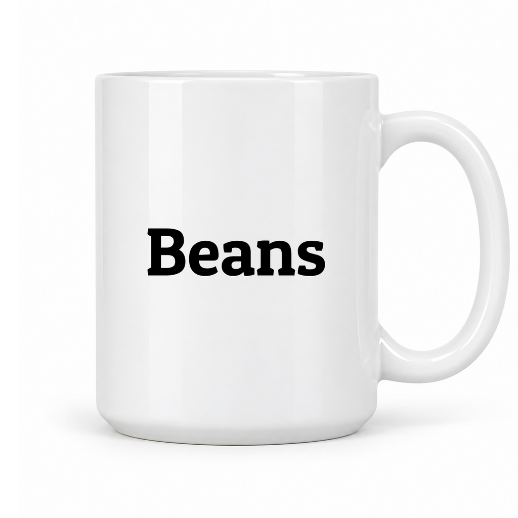 Beans Mug in white with handle right