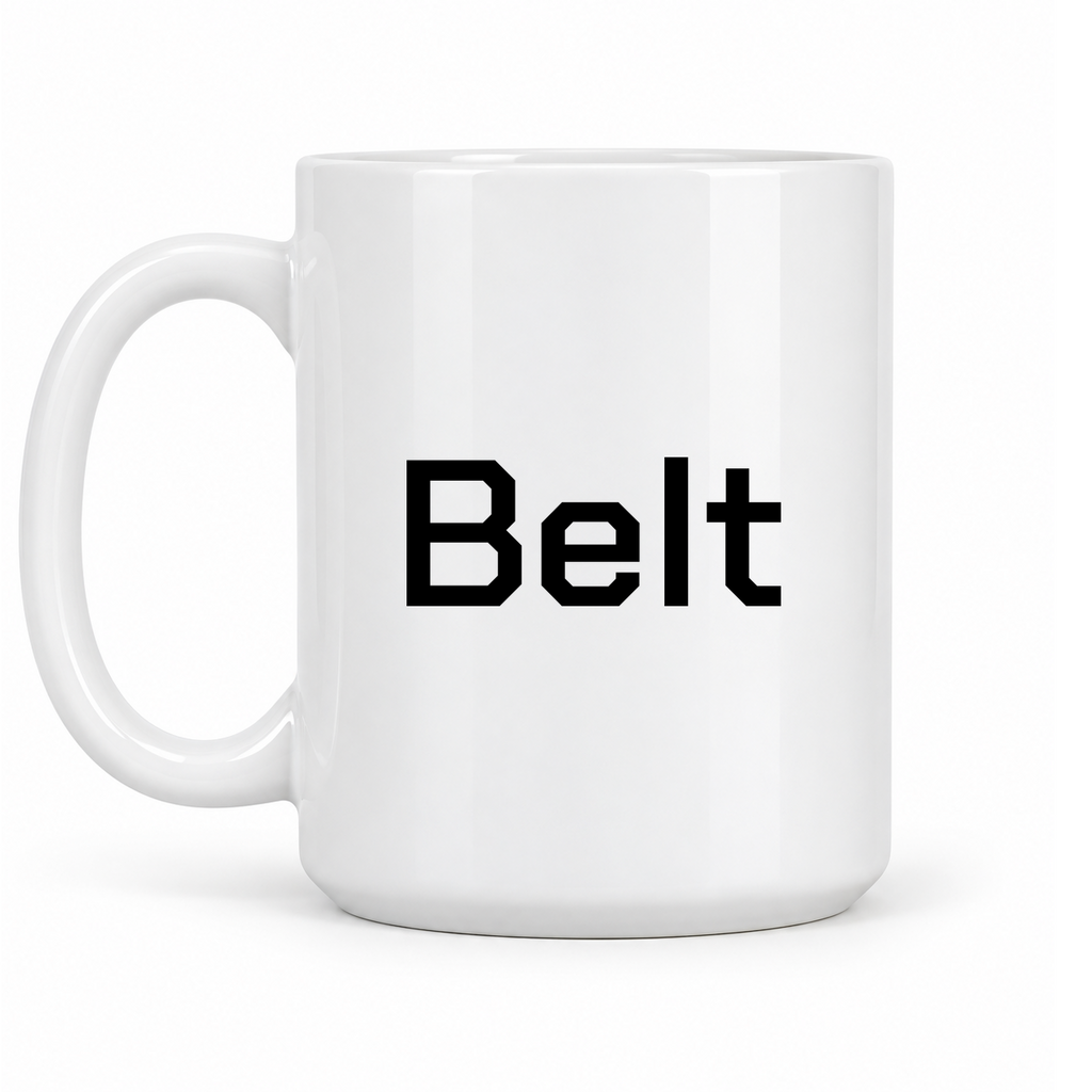Belt Mug in white with handle left